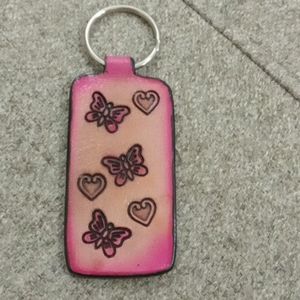 ♥ & 🦋 Double-sided Leather Keychain "Handcrafted"